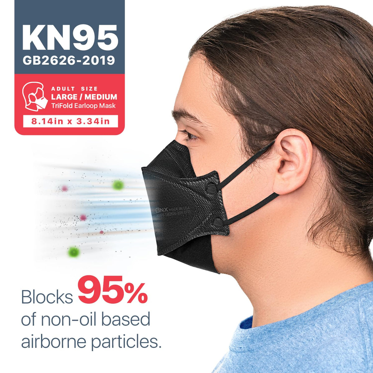 BNX KN95 mask tri-fold design supports speaking