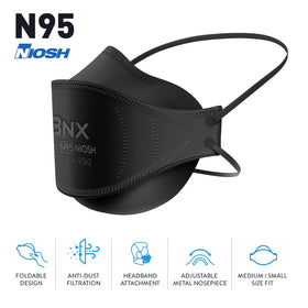 BNX N95 mask adjustable nose clip for a tighter seal and reduced fog.