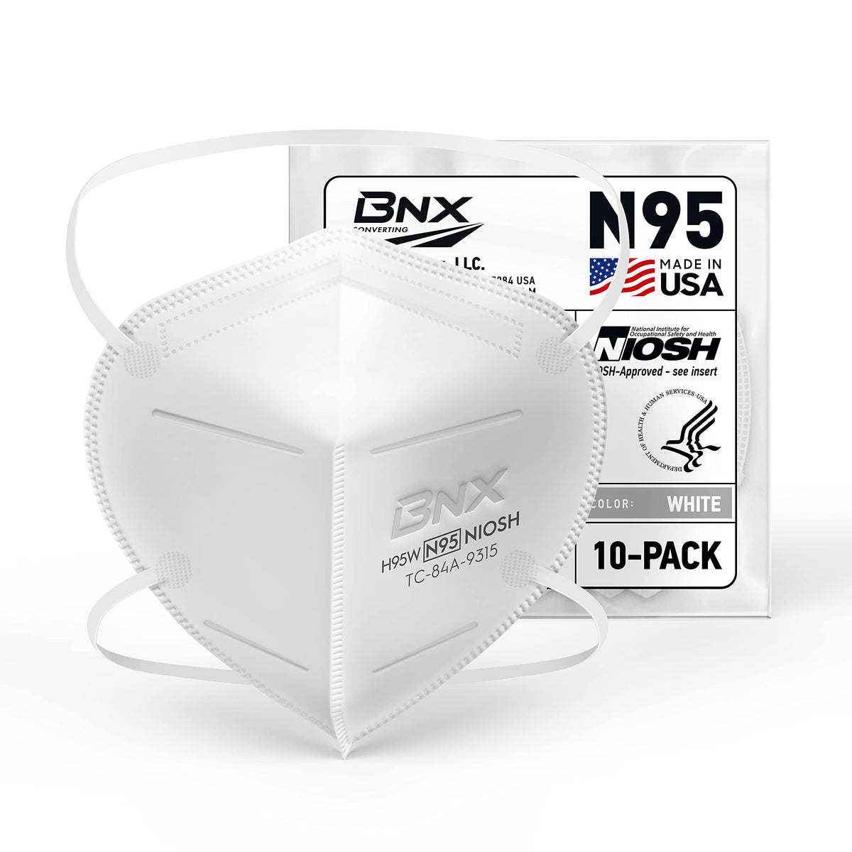BNX N95 mask pack close-up showing 5-layer filtration for protection