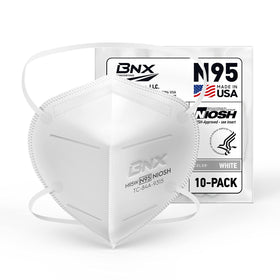 BNX N95 mask pack close-up showing 5-layer filtration for protection