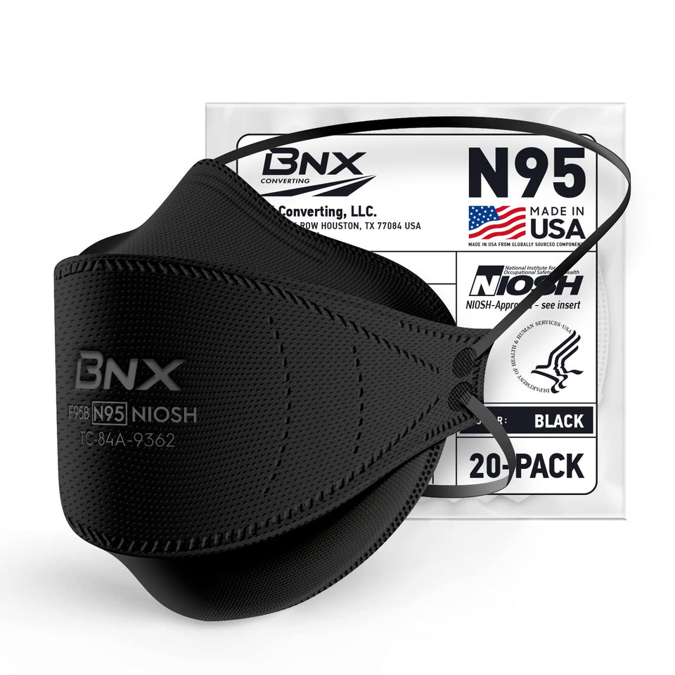 BNX N95 mask tri-fold design for secure fit and easy wear.