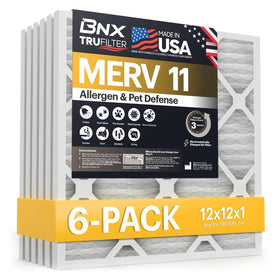 BNX TruFilter 12x12x1 air filter captures allergens with electrostatic media for cleaner indoor air