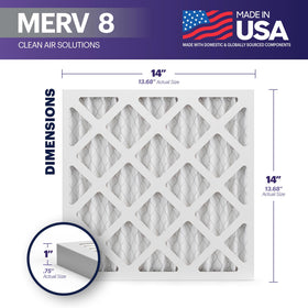 BNX TruFilter 14x14x1 packaging highlights USA made and eco frame