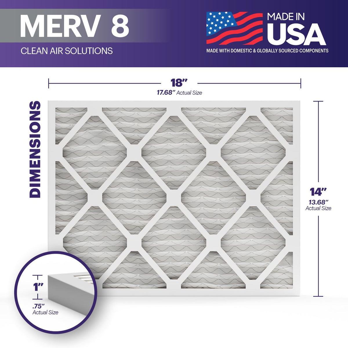 BNX TruFilter 14x18x1 packaging highlights a six-pack, USA-made filtration solution.