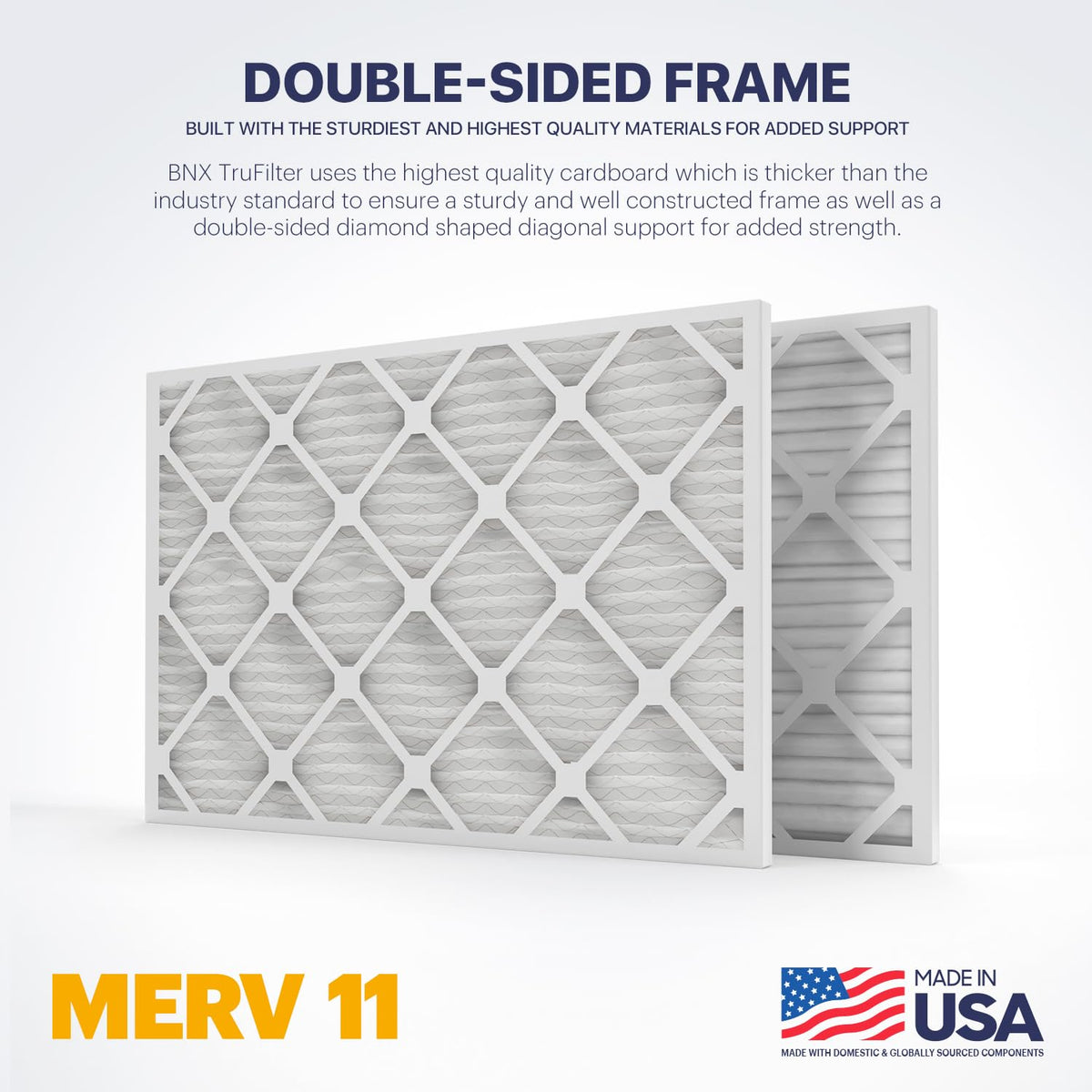 BNX TruFilter media close-up shows pleated filtration surface and airflow pathway