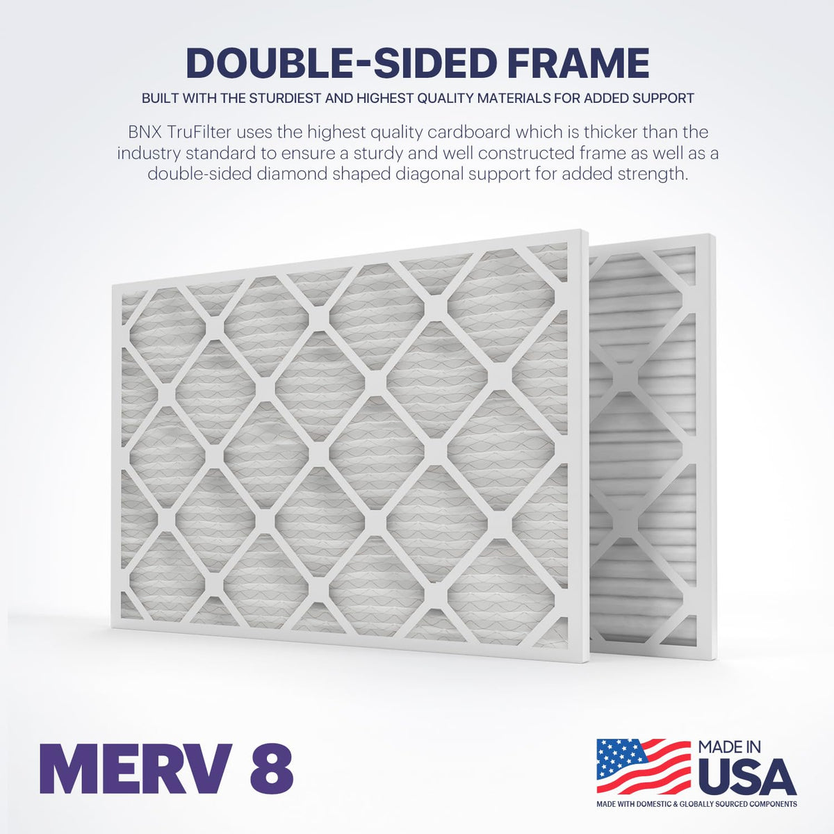 BNX TruFilter MERV 8 captures microscopic particles like dust and dander