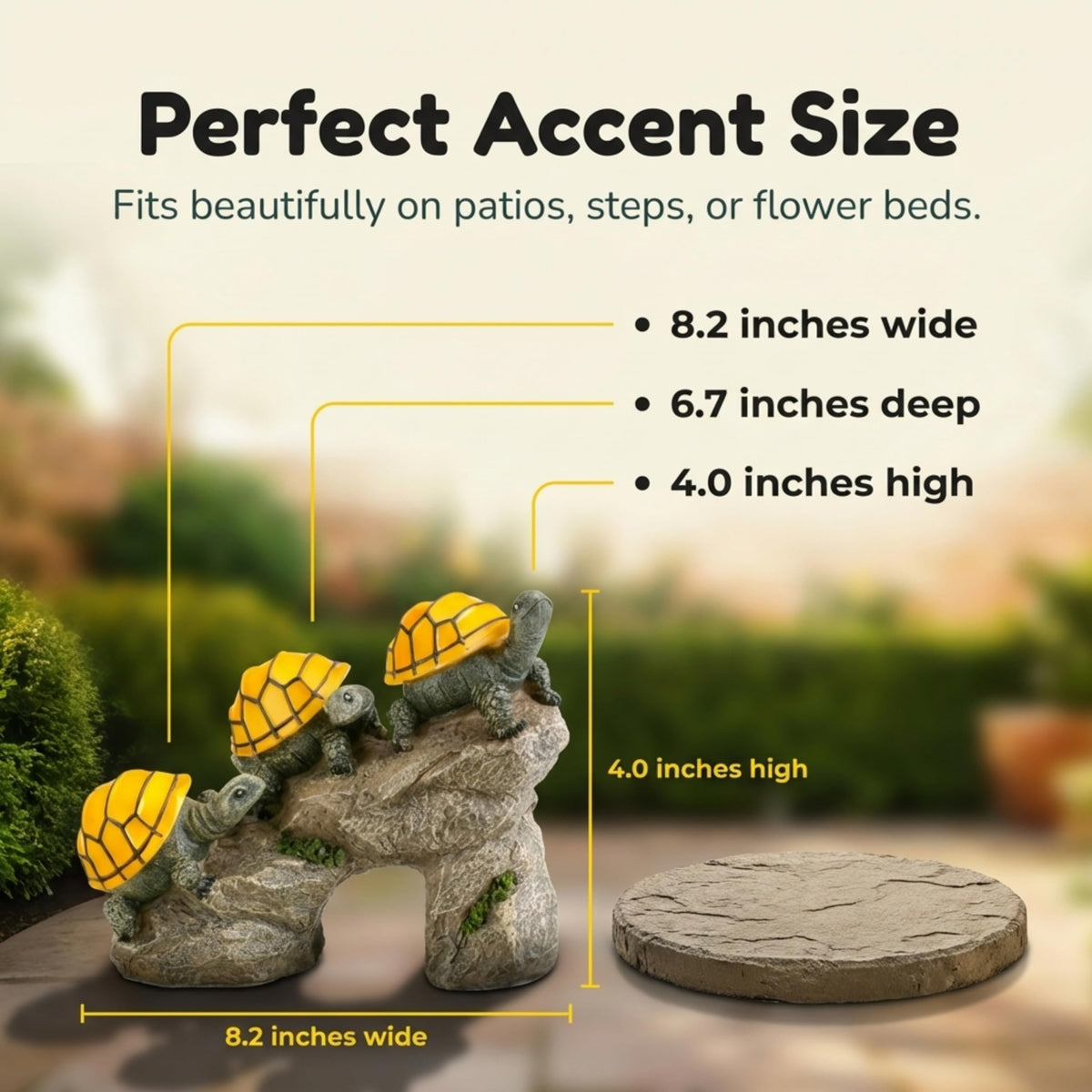Bo-Toys turtle shell glow creates warm ambient lighting for patios and decks.