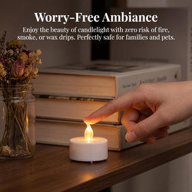 Boakboary tea lights are safe around kids and pets.