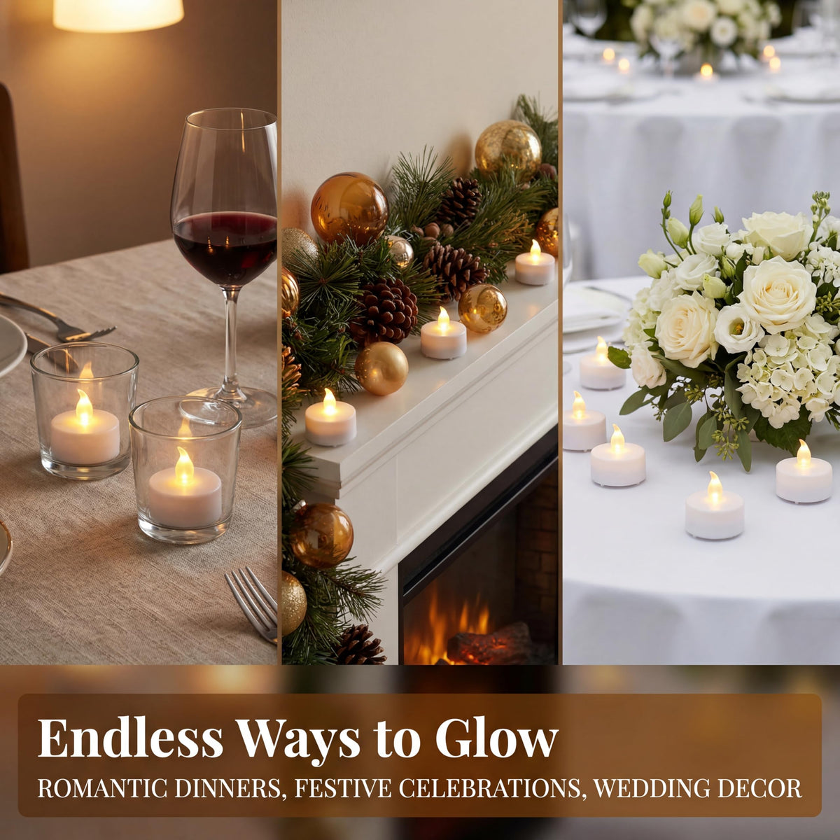 Boakboary warm white LED tea lights create a cozy, realistic glow.