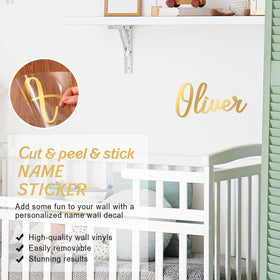 Boao Gold Name Wall Decal letters set enables custom word arrangements in gold vinyl.