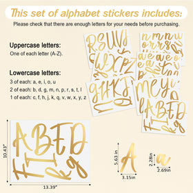 Boao Gold Name Wall Decal lowercase a adds stylish alphabet options for names.