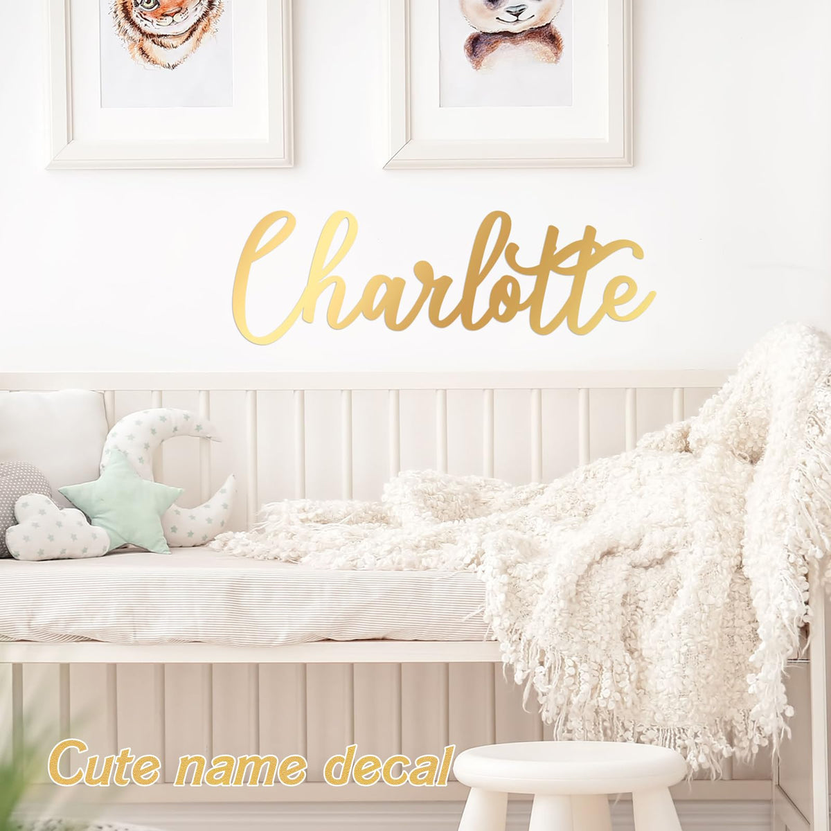 Boao Gold Name Wall Decal suits nursery decor for a personalized touch.