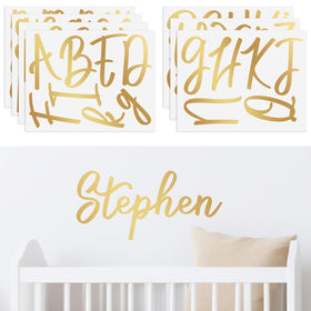 Boao Gold Name Wall Decal uppercase A for a bold personalized wall focal point.