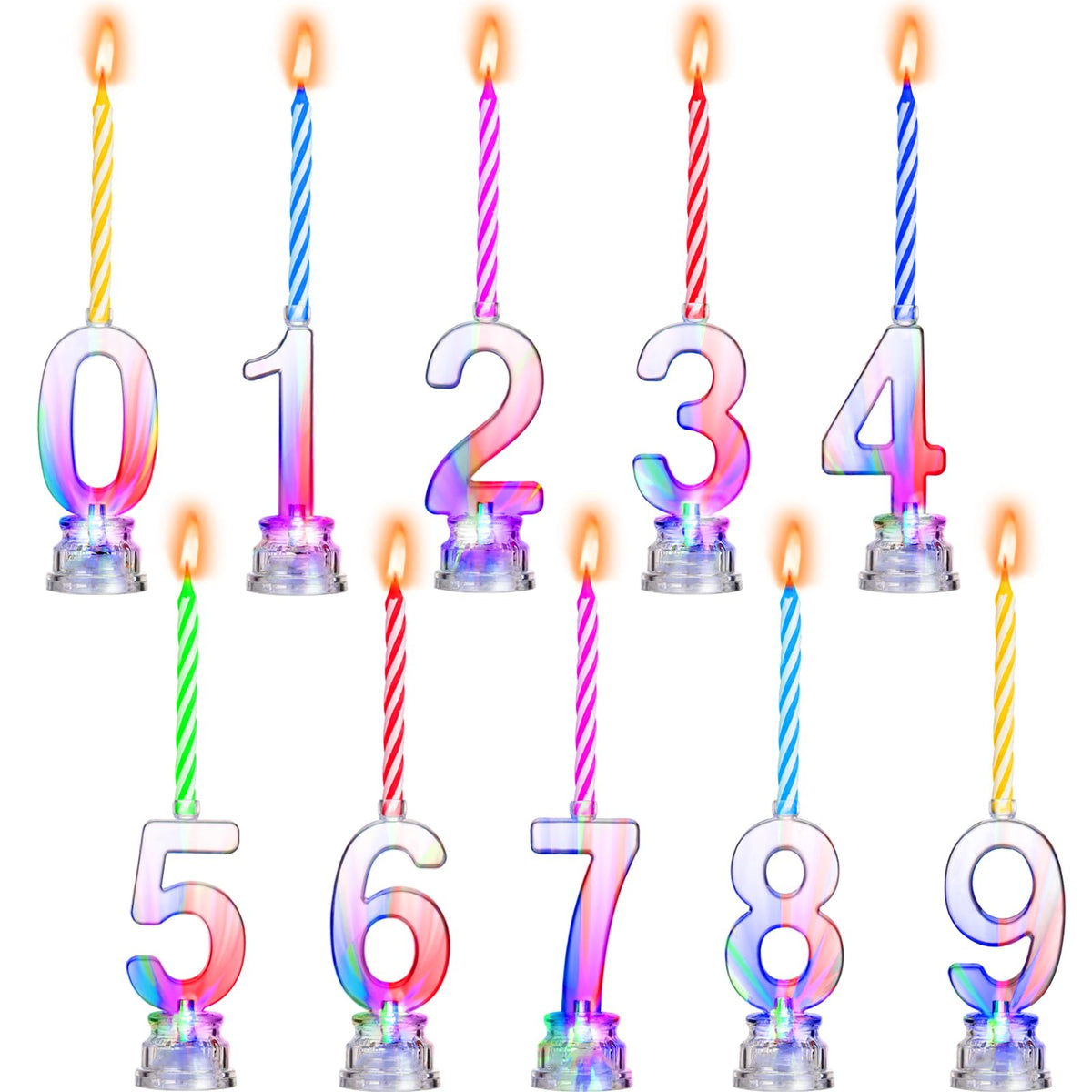Boao LED number candles with a transparent shell for versatile cake toppers.