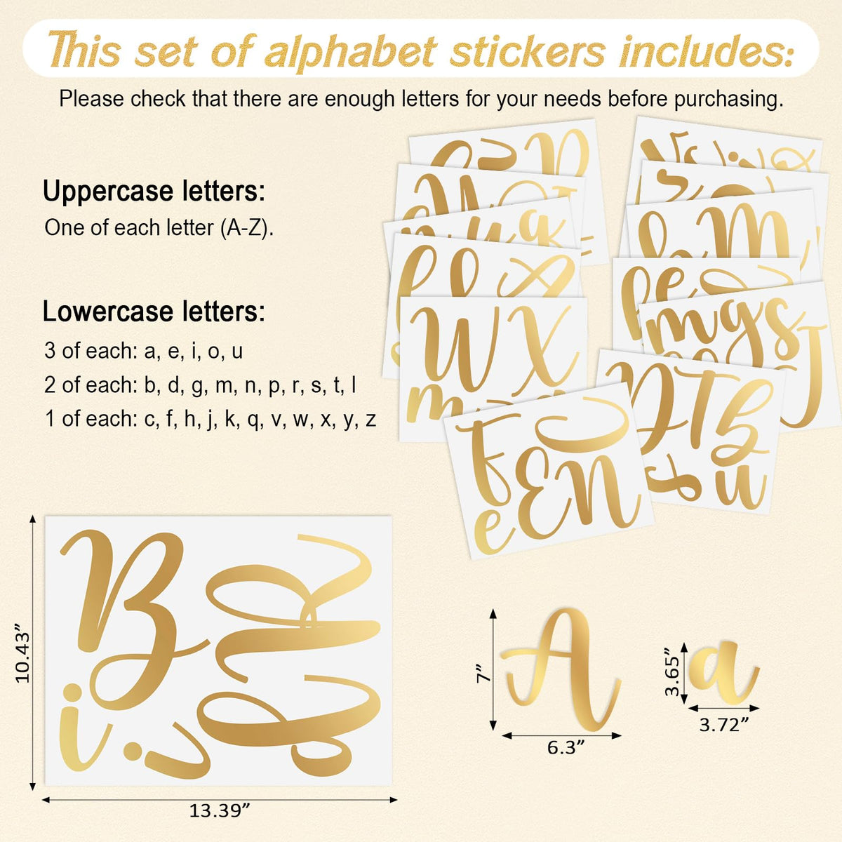 Boao gold lowercase a letter decal for playful kids' room design
