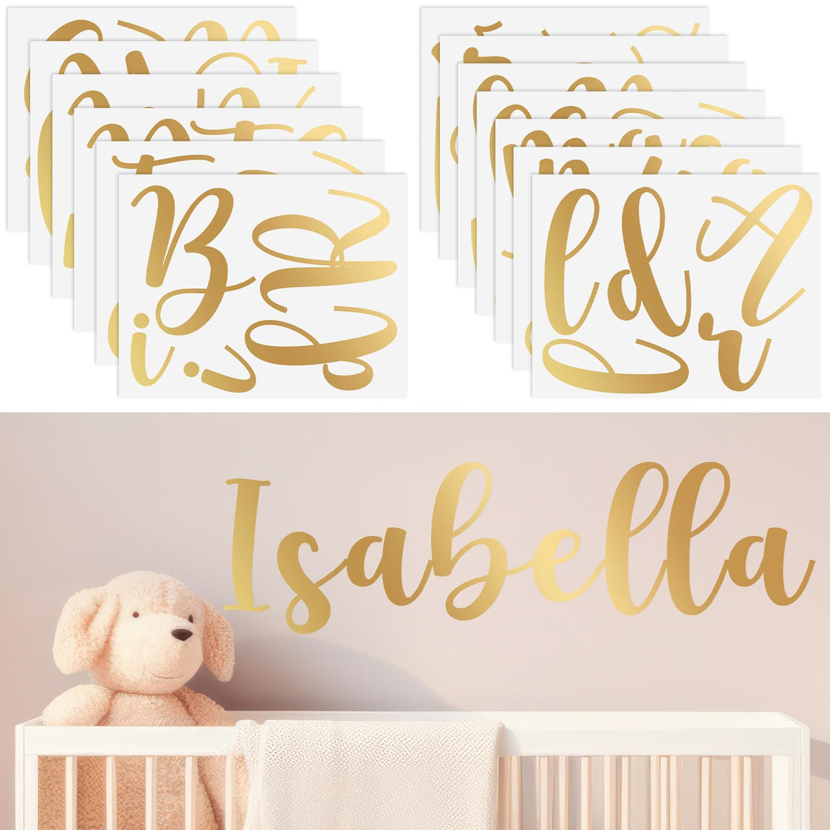 Boao gold uppercase A wall decal for personalized nursery decor