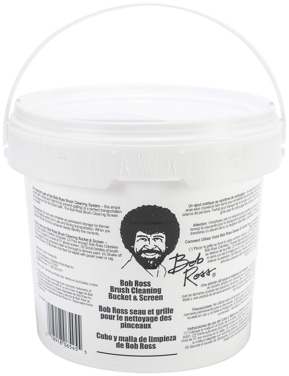 Bob Ross Cleaning Bucket shows spill-proof design for brush baths.