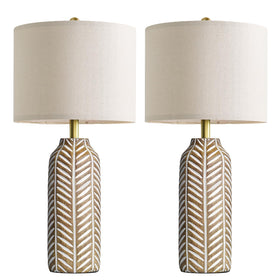 BOBOMOMO 26-inch farmhouse lamps with leaf design provide a calming focal point in living rooms