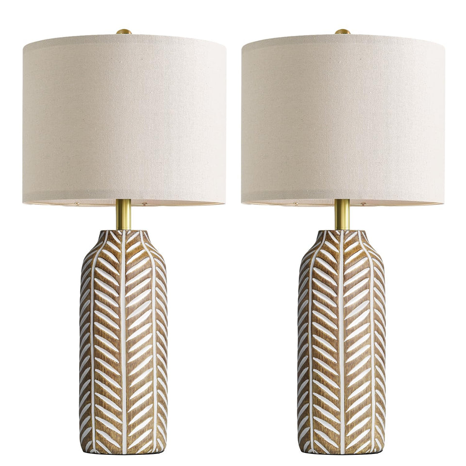 BOBOMOMO 26-inch farmhouse lamps with leaf design provide a calming focal point in living rooms