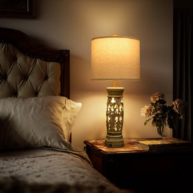 BOBOMOMO 27-25 inch rustic table lamp side view for compact desks
