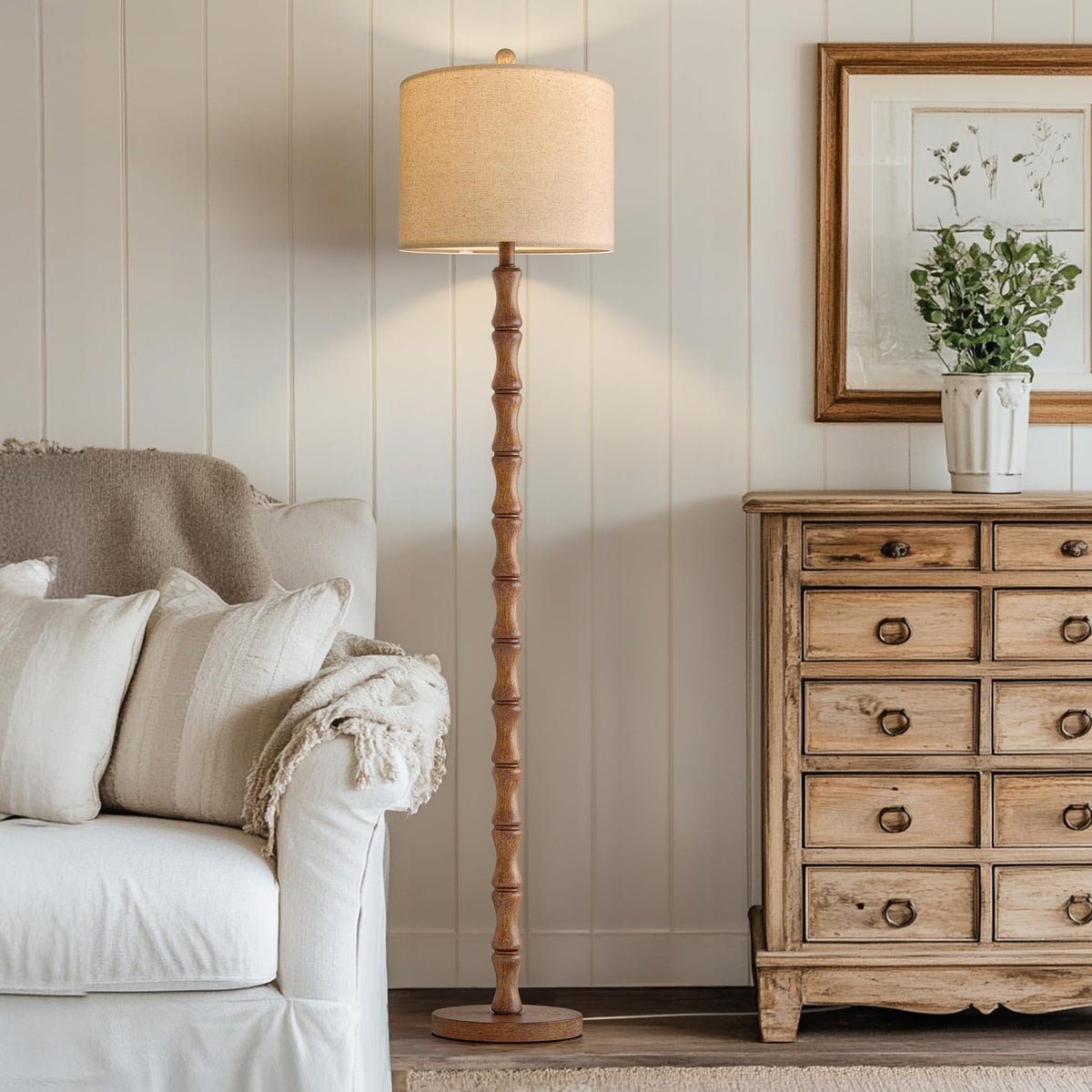 BOBOMOMO 62in rustic floor lamp corner placement suits sofas or beds.