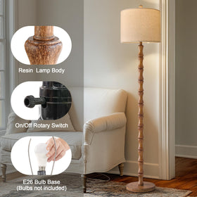 BOBOMOMO 62in rustic floor lamp knobby design complements vintage-inspired decor.