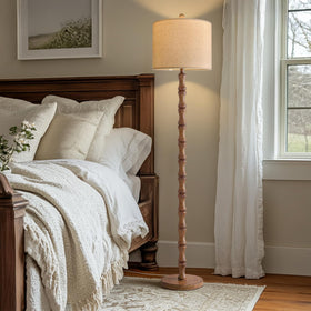 BOBOMOMO 62in rustic floor lamp resin body combines durability with classic style.