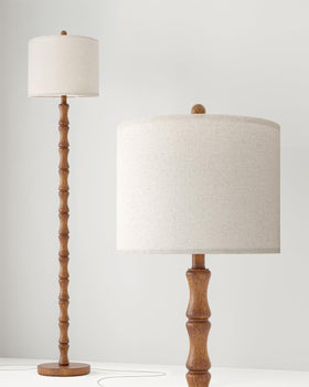 BOBOMOMO 62in rustic floor lamp side view reveals knobby resin details and retro flair.