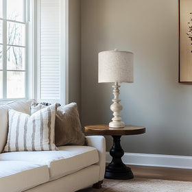 Bobomomo farmhouse lamp base detail adds vintage charm to any console or shelf