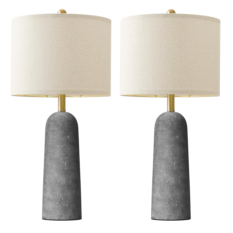 BOBOMOMO living-room lamps, front view, stone-look resin finish for ambient lighting
