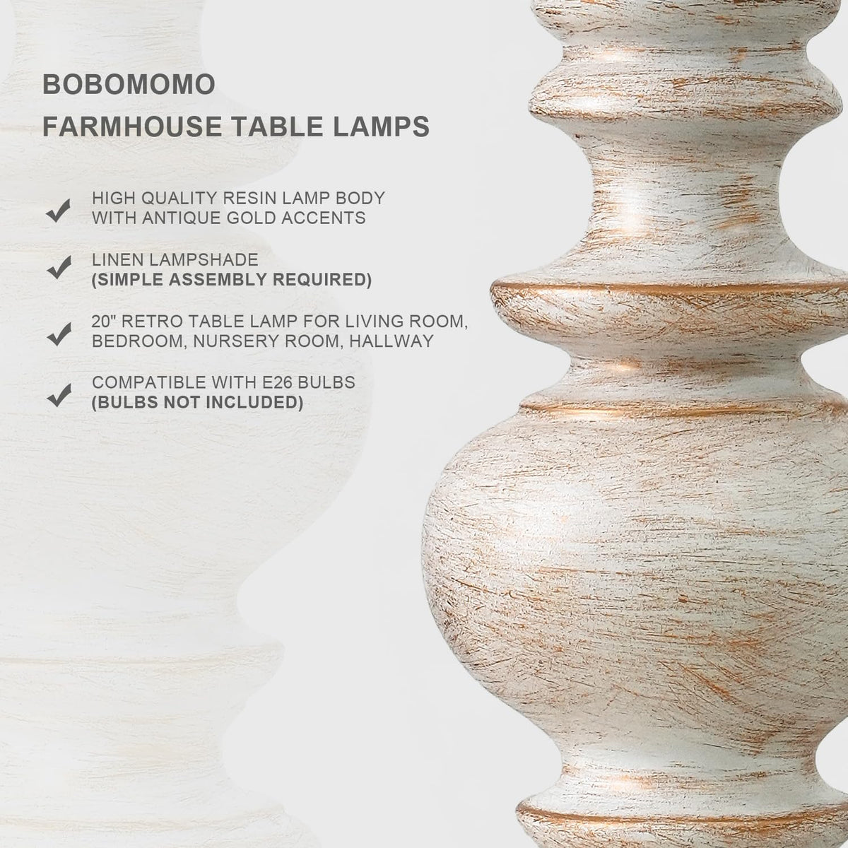 BOBOMOMO pair of bedside lamps on matching nightstands for balanced lighting.