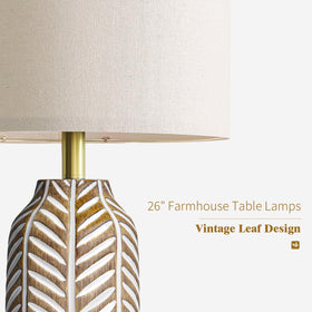 BOBOMOMO rustic resin nightstand lamps offer durable bedside decor with easy maintenance