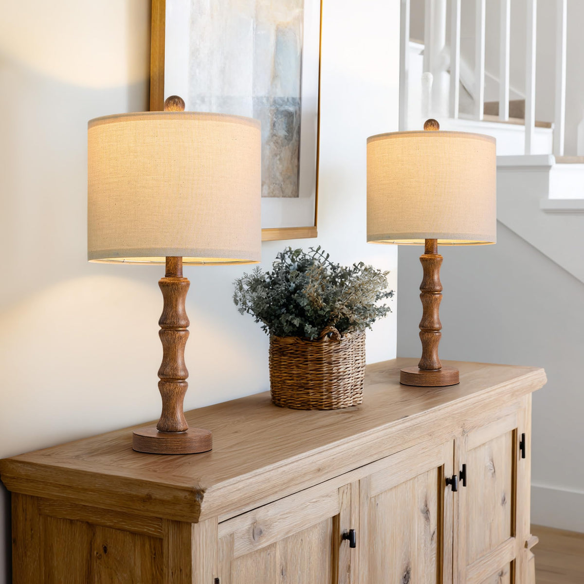 BOBOMOMO twenty-point-five-inch rustic table lamps set enhances bedrooms with warm ambience