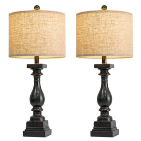 BOBOMOMO vintage-inspired lighting creates warm bedroom ambience.