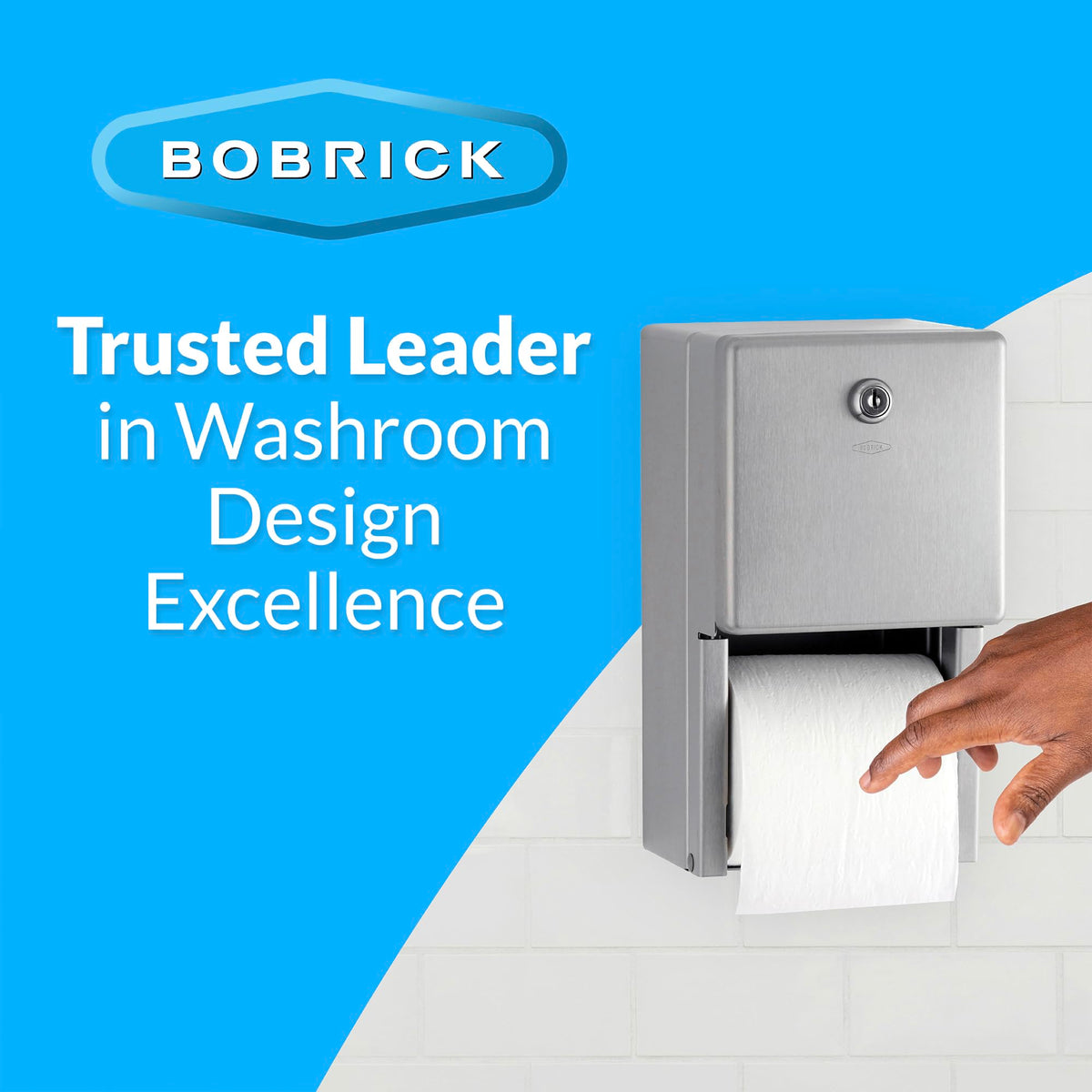 Bobrick B-2888 secure tumbler lock enables authorized refill access.