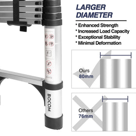 BOCOM ladder with large-diameter aluminum tubes for durability
