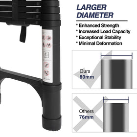 BOCOM ladder with triangular stabilizers reduces wobble for steadier climbs.