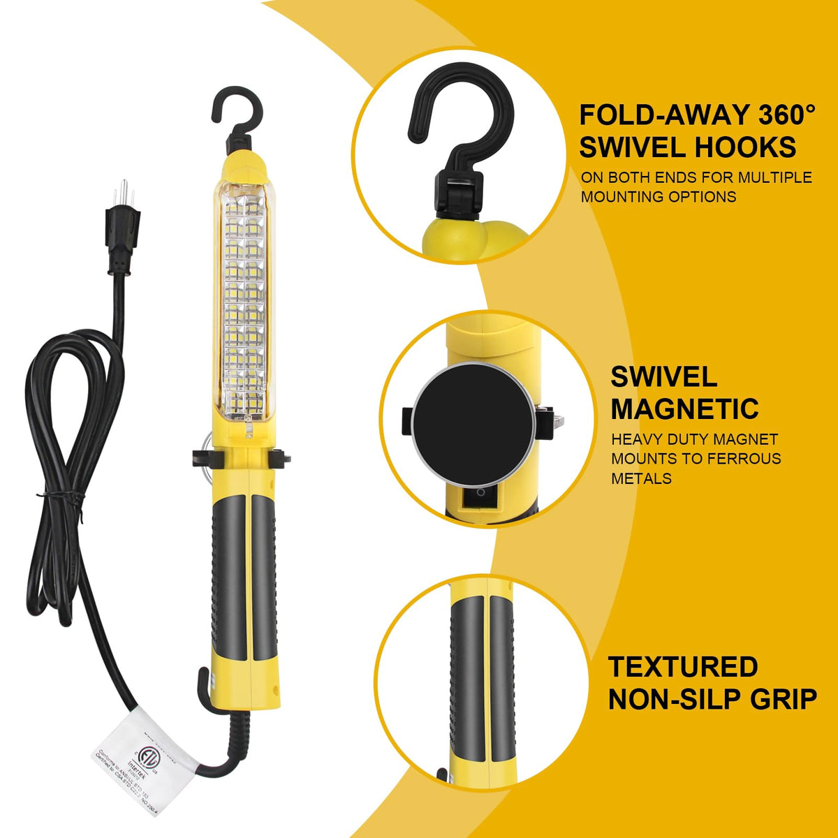 BOCPARTS LED Trouble Light with 6 ft cord doubles as an extension cord.