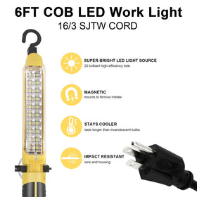 BOCPARTS LED Trouble Light rugged metal housing stays cooler and durable.