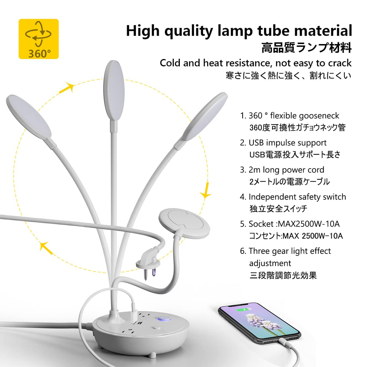 Bodun desk lamp with three brightness levels offers flexible, eye-friendly illumination.