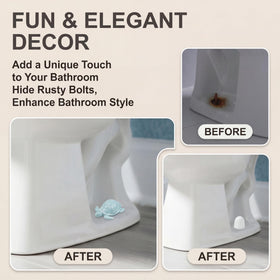 Two-pack includes plastic caps and washers for quick, tool-free bolt concealment.