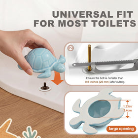 Blue sea turtle decor enhances guest bathrooms with a seaside vibe.