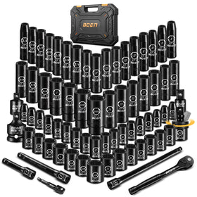 Boen 1/2 inch drive impact socket set in a durable case for easy transport and organization