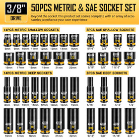 Boen metric sockets with yellow embossing improve quick selection.