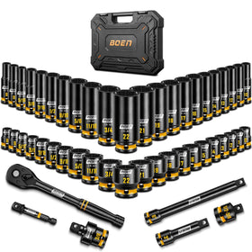Boen 3/8-inch drive impact socket set packaging for quick organization.