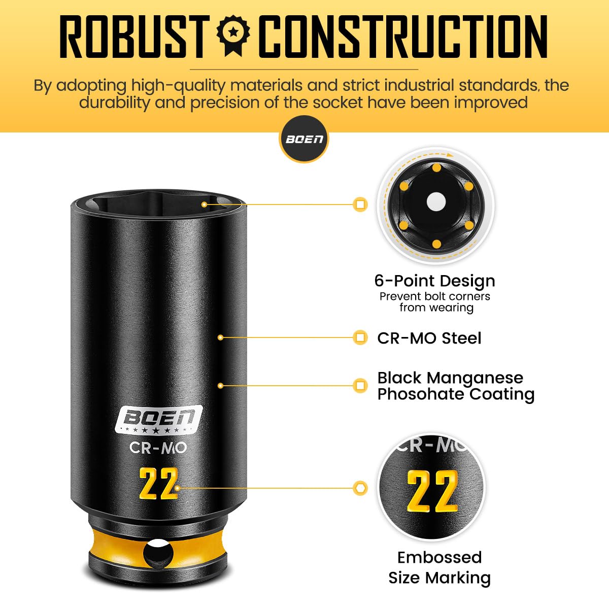 Boen ratchet tool provides consistent torque with impact sockets.