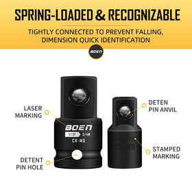Boen 3/8f-to-1/4m adapter supports compact setups for smaller fasteners.