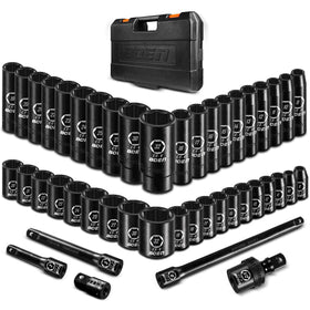 Boen 45pcs 1/2in drive metric socket set with deep and shallow sockets for versatile repairs