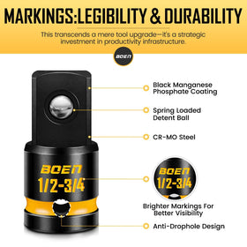 Boen spring-loaded ball locks ensure socket retention during high-torque work.