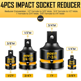 Boen reducer/adapter combo supports 3/4 to 1/2 transitions for heavy-duty tasks.